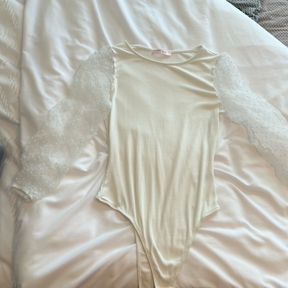 boutique made white ribbed bodysuit